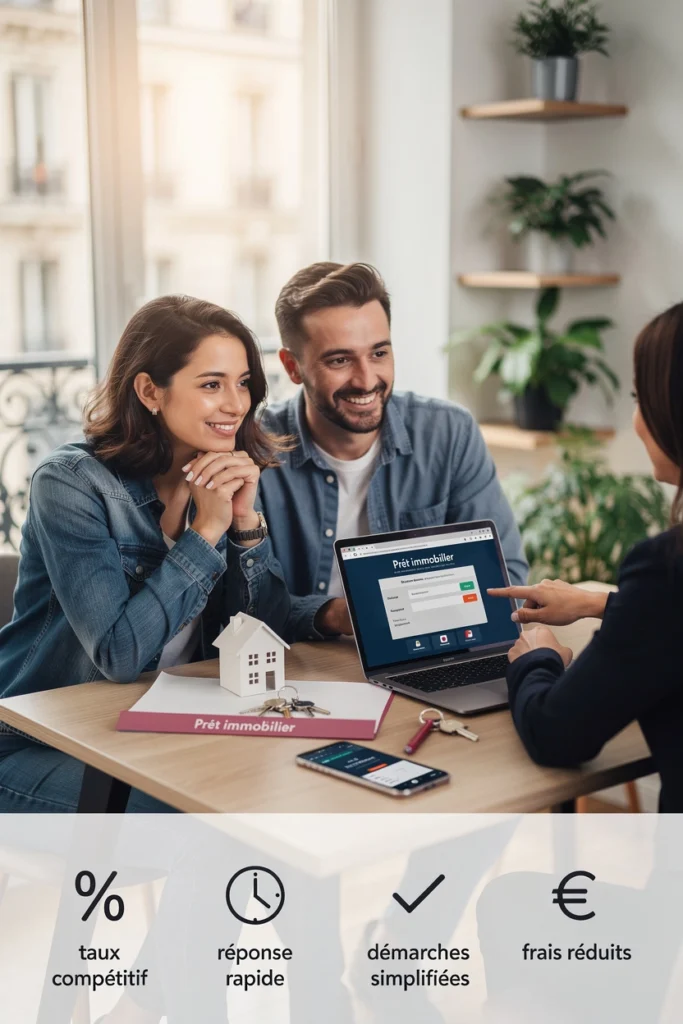 un couple parle avec une banquière au sujet de prêts immobiliers.